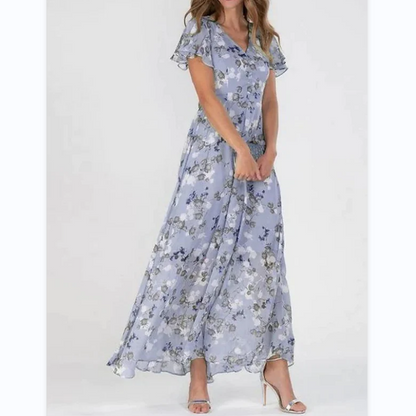 👗🌸 Kortärmad blommig maxiklänning
