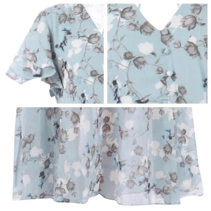 👗🌸 Kortärmad blommig maxiklänning
