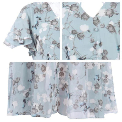 👗🌸 Kortärmad blommig maxiklänning