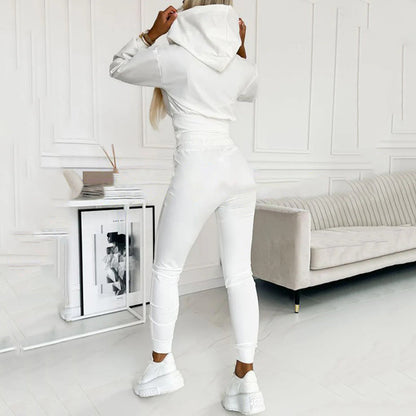 🍁Ny höstkollektion – Set med hoodie och byxor med insnörd midja för damer