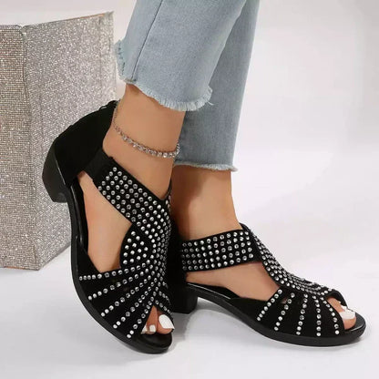 👡Retro sandaler för kvinnor med tjock klack och öppen tå