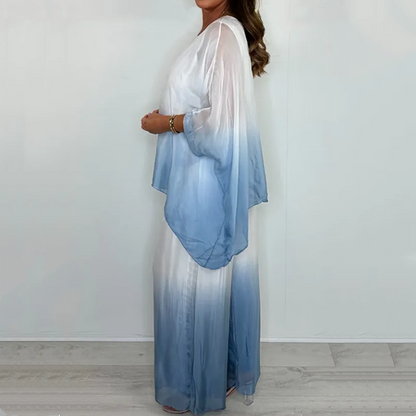 Mesh Mix Dip Dye-set med löst hängande topp och byxor