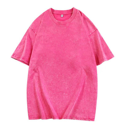 💎 50 % RABATT! 💎Unisex/lös retro enfärgad kortärmad topp