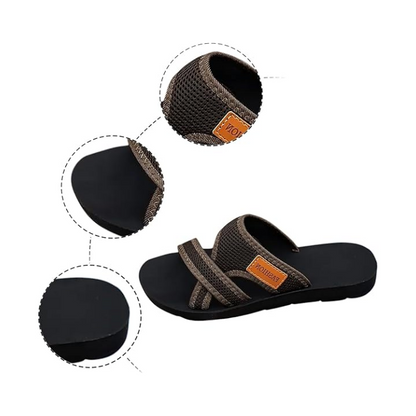 Bekväma platta sandaler med öppen tå för breda fötter