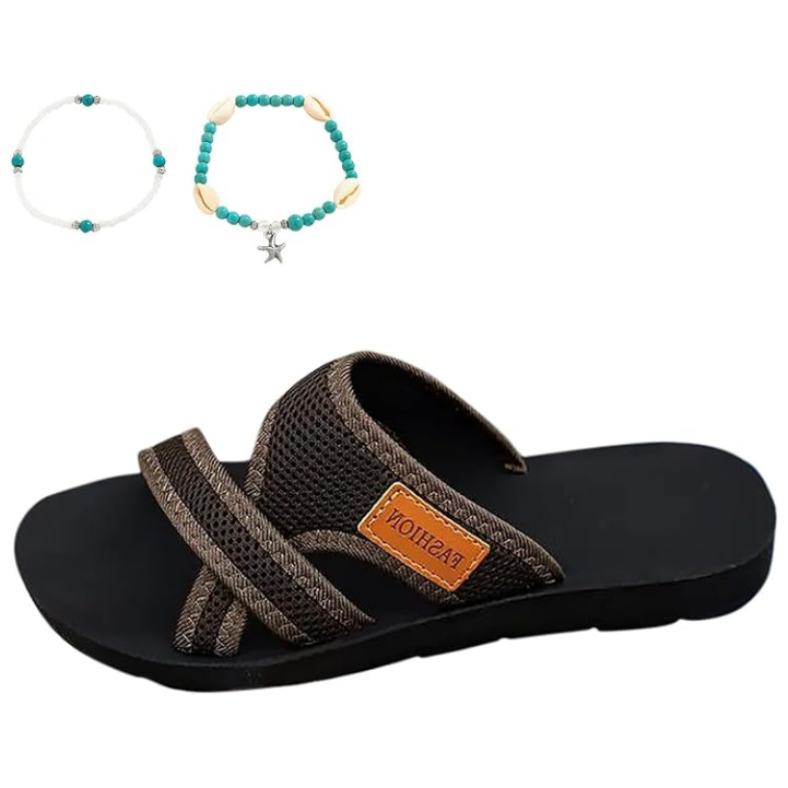 Bekväma platta sandaler med öppen tå för breda fötter
