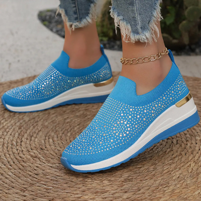 Rhinestone Slip-on Casual Mesh Fabric Sneakers för kvinnor