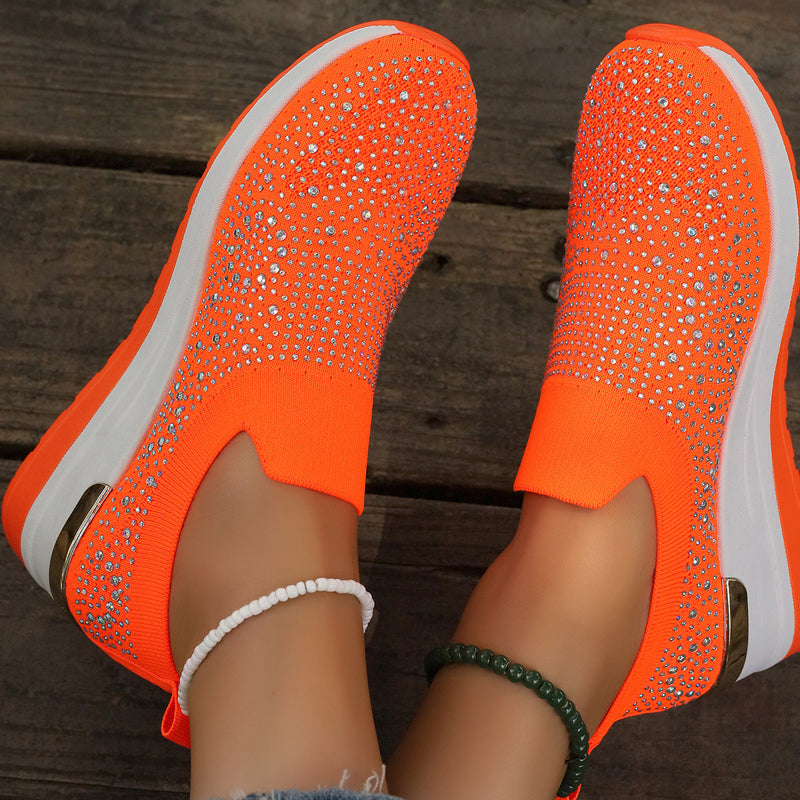 Rhinestone Slip-on Casual Mesh Fabric Sneakers för kvinnor