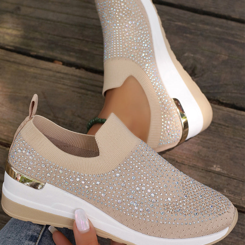 Rhinestone Slip-on Casual Mesh Fabric Sneakers för kvinnor
