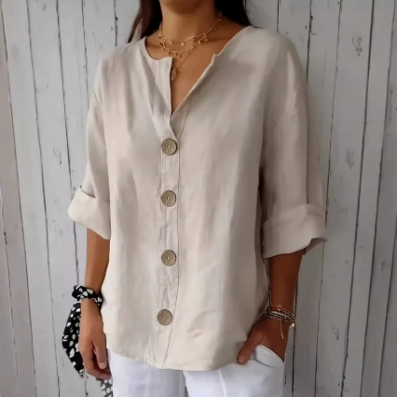 👚 50% RABATT NU! 🌿 Kvinnors Löst sittande Knäppskjorta – Andningsbar, Skrynkelbeständig & Lättskött – Perfekt För Vardag Eller Kontor ✨