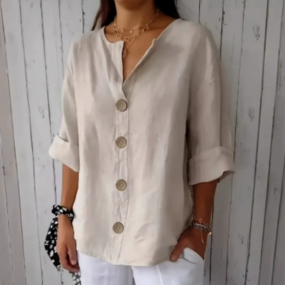 👚 50% RABATT NU! 🌿 Kvinnors Löst sittande Knäppskjorta – Andningsbar, Skrynkelbeständig & Lättskött – Perfekt För Vardag Eller Kontor ✨