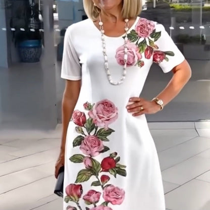 2025 Ny Rose Bloom kortärmad klänning