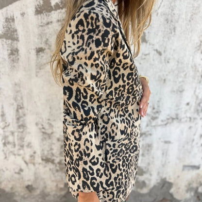 Blazer med leopardtryck för dammode