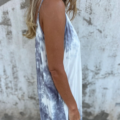 Spagetti Strap Backless-klänning för kvinnor med tryck