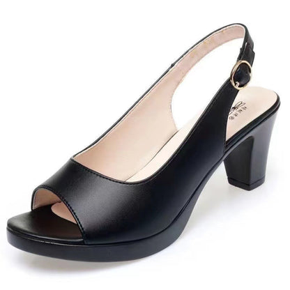 Peep-toe-sandaler med hög klack och spänne