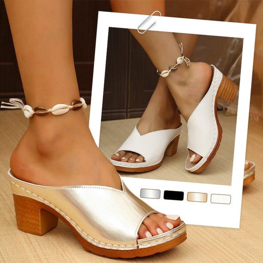 🌸Sommar Hot Sale 50%OFF🌸Ortopediska sandaler för kvinnor med blockklack