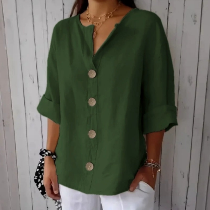👚 50% RABATT NU! 🌿 Kvinnors Löst sittande Knäppskjorta – Andningsbar, Skrynkelbeständig & Lättskött – Perfekt För Vardag Eller Kontor ✨