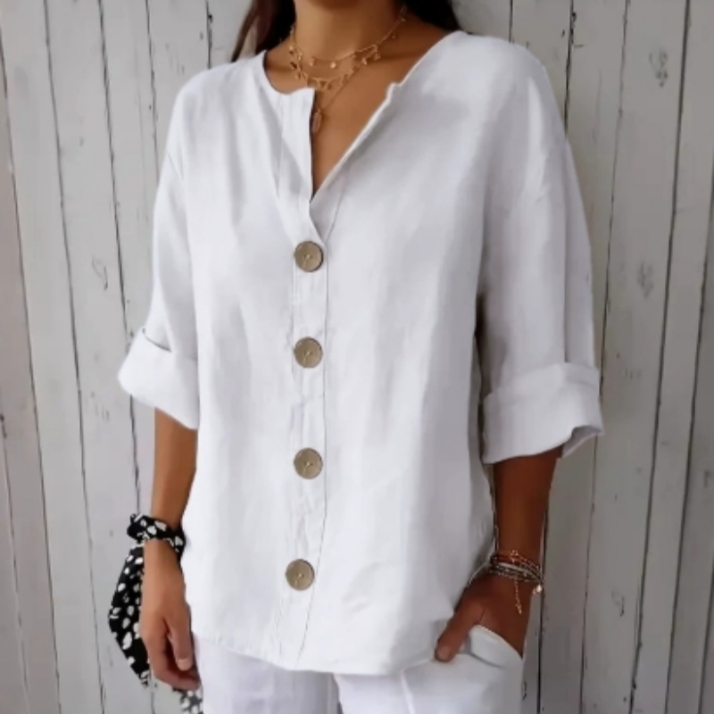 👚 50% RABATT NU! 🌿 Kvinnors Löst sittande Knäppskjorta – Andningsbar, Skrynkelbeständig & Lättskött – Perfekt För Vardag Eller Kontor ✨