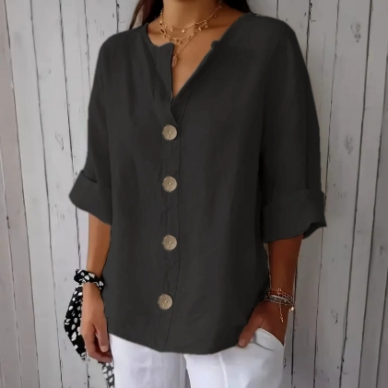 👚 50% RABATT NU! 🌿 Kvinnors Löst sittande Knäppskjorta – Andningsbar, Skrynkelbeständig & Lättskött – Perfekt För Vardag Eller Kontor ✨
