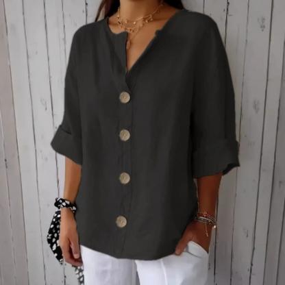 👚 50% RABATT NU! 🌿 Kvinnors Löst sittande Knäppskjorta – Andningsbar, Skrynkelbeständig & Lättskött – Perfekt För Vardag Eller Kontor ✨
