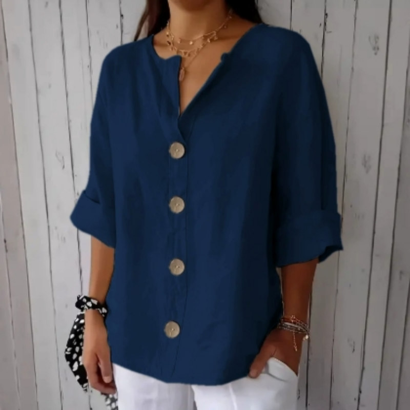 👚 50% RABATT NU! 🌿 Kvinnors Löst sittande Knäppskjorta – Andningsbar, Skrynkelbeständig & Lättskött – Perfekt För Vardag Eller Kontor ✨