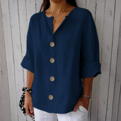 👚 50% RABATT NU! 🌿 Kvinnors Löst sittande Knäppskjorta – Andningsbar, Skrynkelbeständig & Lättskött – Perfekt För Vardag Eller Kontor ✨