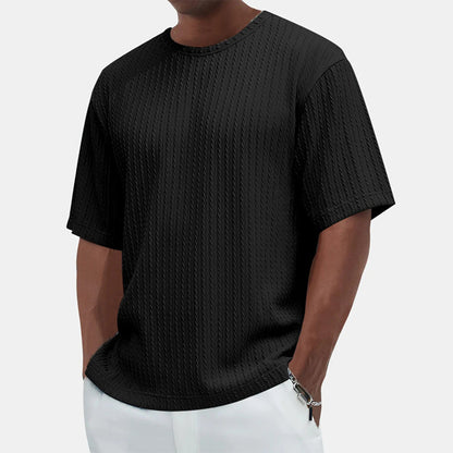 T-shirt med rund hals och textur för herrar Casual Versatile