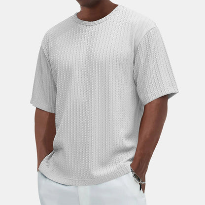 T-shirt med rund hals och textur för herrar Casual Versatile
