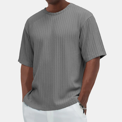 T-shirt med rund hals och textur för herrar Casual Versatile