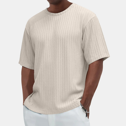 T-shirt med rund hals och textur för herrar Casual Versatile