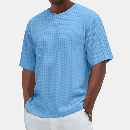 T-shirt med rund hals och textur för herrar Casual Versatile