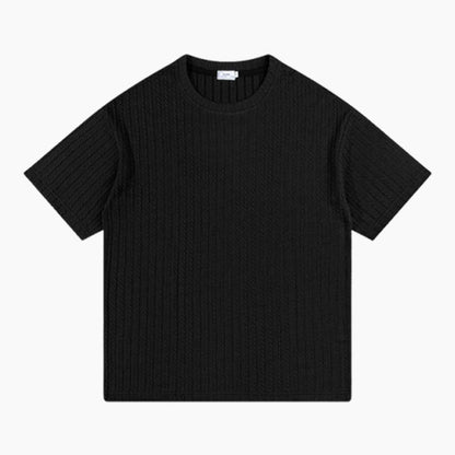 T-shirt med rund hals och textur för herrar Casual Versatile