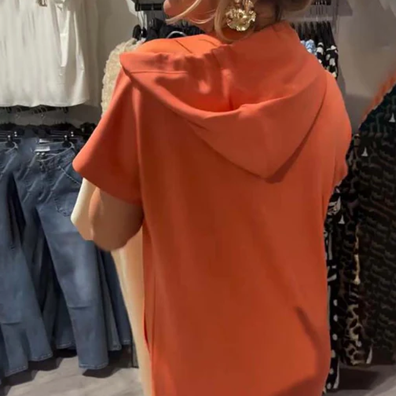 ❤️Damenkleid med korta ärmar och huva