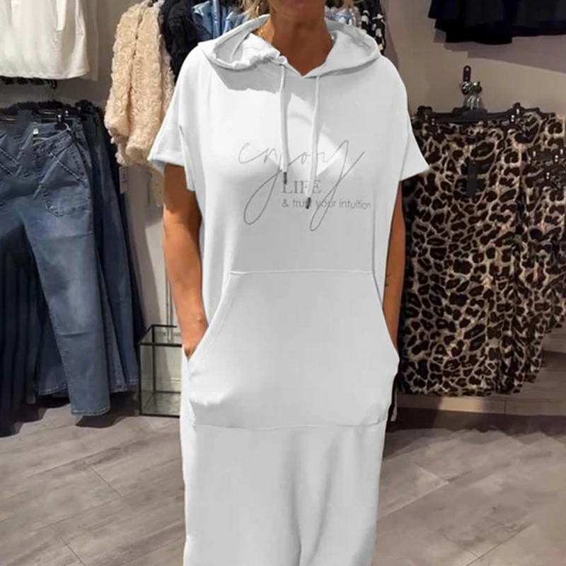 ❤️Damenkleid med korta ärmar och huva