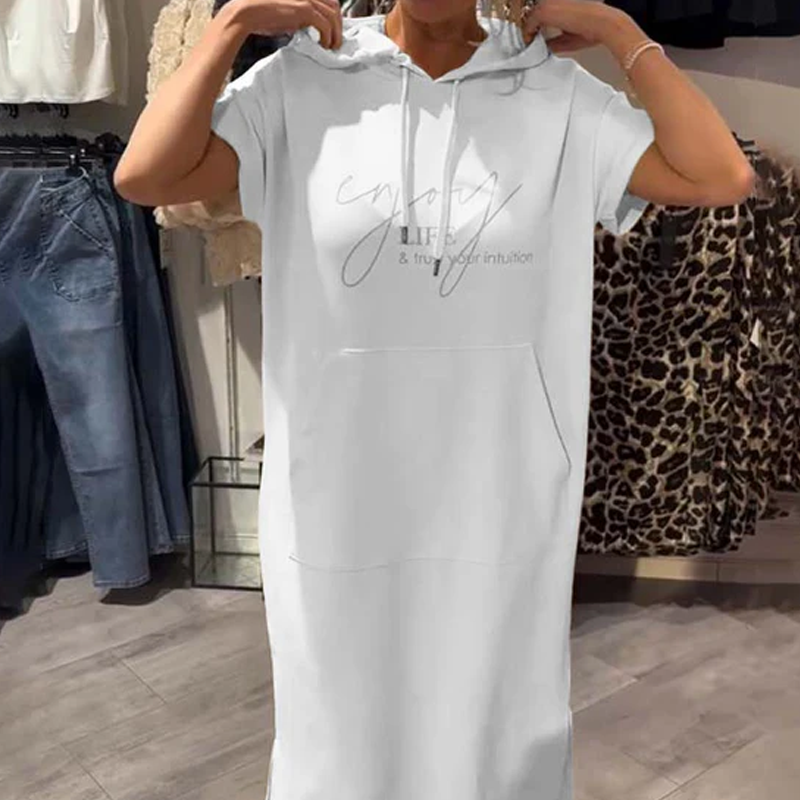 ❤️Damenkleid med korta ärmar och huva