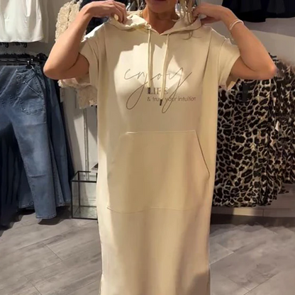 ❤️Damenkleid med korta ärmar och huva