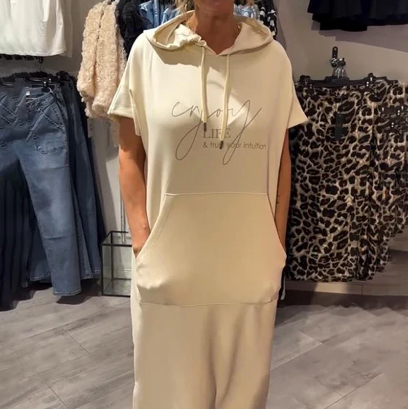 ❤️Damenkleid med korta ärmar och huva