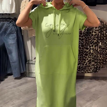❤️Damenkleid med korta ärmar och huva