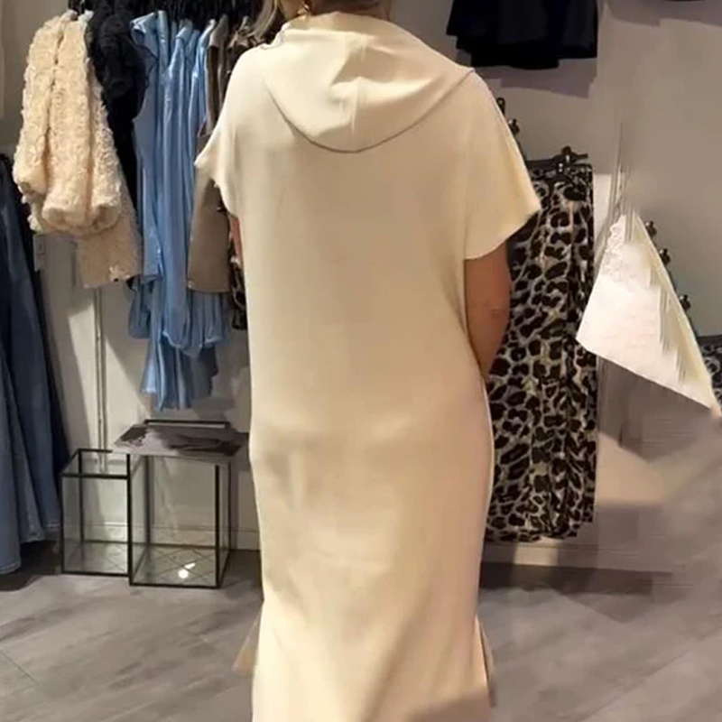 ❤️Damenkleid med korta ärmar och huva