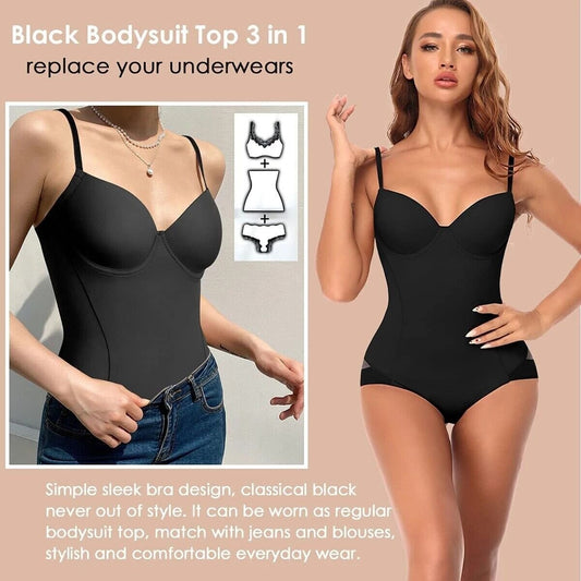 🔥SISTA DAGEN REA 50 % RABATT🔥Shapewear-bodysuit med behå | Rynkad, smalande, justerbar midja✨