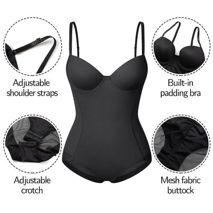 🔥SISTA DAGEN REA 50 % RABATT🔥Shapewear-bodysuit med behå | Rynkad, smalande, justerbar midja✨