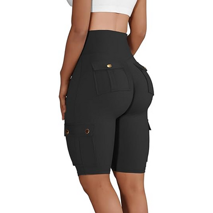 Biker Shorts med hög midja i stretch för kvinnor