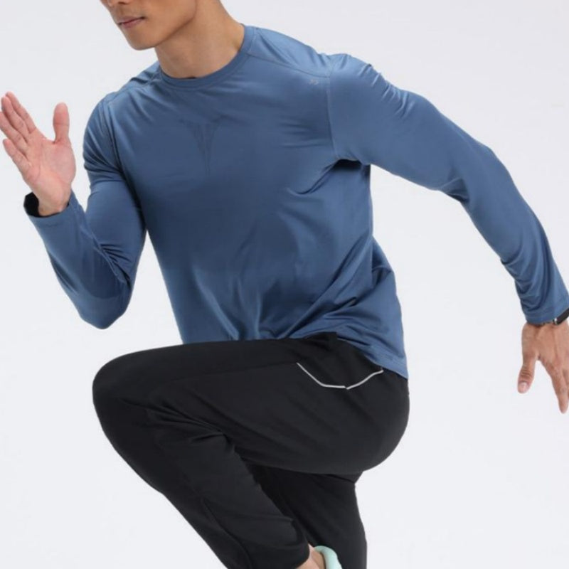 Casual långärmad snabbtorkande sport-T-shirt för män