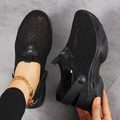 Avslappnade andningsaktiva halkfria ortopediska vandringssneakers för kvinnor