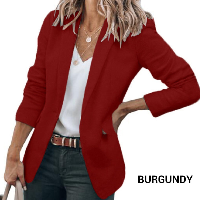 🎁LIMITERAD SÄLJNING 49% RABATT💕Elegant mjuk enfärgad jacka med knappar och uppknäppning