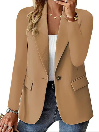 🎁LIMITERAD SÄLJNING 49% RABATT💕Elegant mjuk enfärgad jacka med knappar och uppknäppning