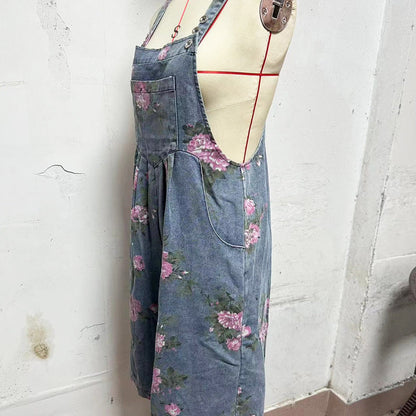🌸2025 Nytt mode🌸 Vintage blommigt tryckt denim jumpsuit