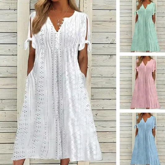⏰Begränsad tid 50% rabatt🌸 Elegant V-Neck Cutout Damklänning (begränsad upplaga)