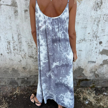 Spaghettibandsklänningar med tryck för kvinnor Tie Dye Gradient Color