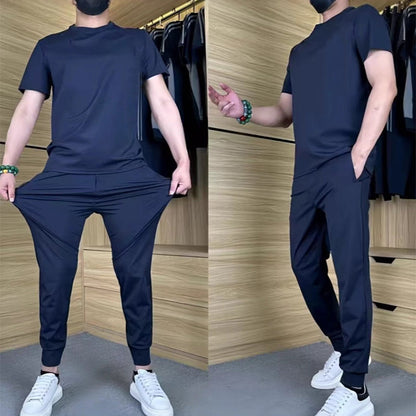 🔥Casual sportkostym för män med stretch i issilke✨