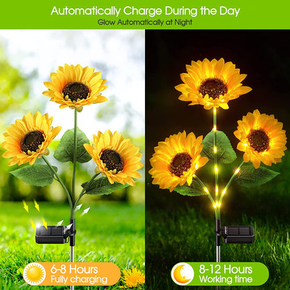 🌻 50% RABATT NU! 🌞 Solros Solenergidriven Trädgårdslykta – LED-belysning & Realistisk Design ✨